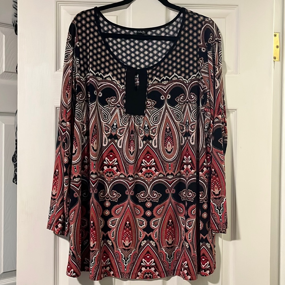Rafaella Woman 1X Tunic top paisley stretch plus size shirt